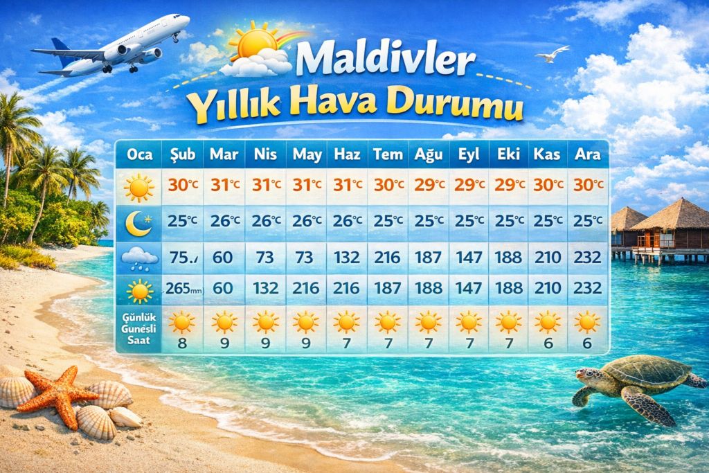 maldivler yıllık hava durumu